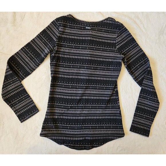 Columbia Womens Fair Isle Print Long Sleeve Henley Top Black Size S Small - Picture 5 of 11